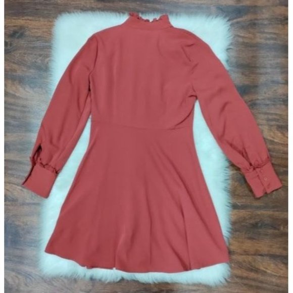 Who What Wear Mock Neck Button Up A-Line Pirate Mini Dress Red Women's Size S - Picture 4 of 12